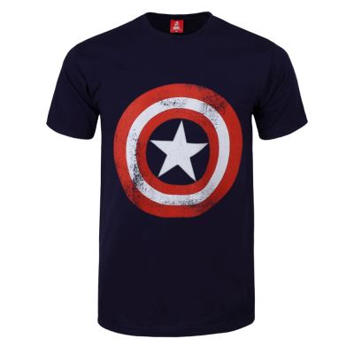 Marvel T-Shirt Captain America Effet D?lav? Homme Bleu Sous Licence Officielle