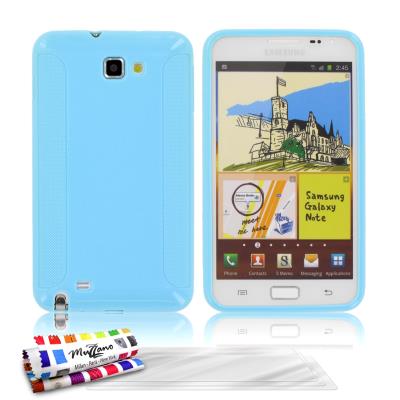 Coque Souple ORIGINAL Ultra Fine Bleu lagon , ExtraGrip, Premium de MUZZANO pour SAMSUNG GALAXY N7000 + 3 Films de Protection Ecran UltraClear pour SAMSUNG GALAXY N7000
