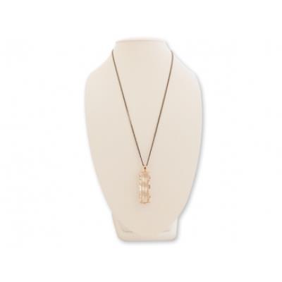 Collier long pendentif sablier rempli de 3 faux diamants bijou fantaisie pas cher pendentif