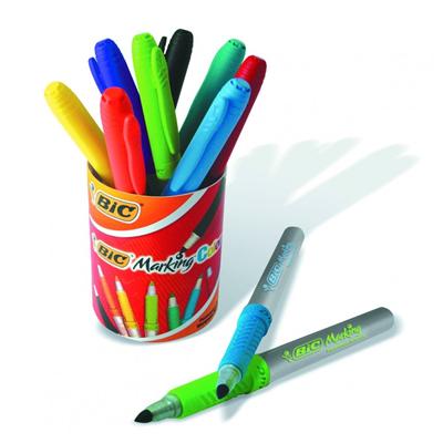 Marqueur Permanent Bic Marking Color pointe ogive - Pot x 8 couleurs vives