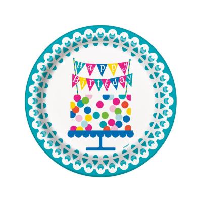 Assiettes anniversaire confettis (x8)