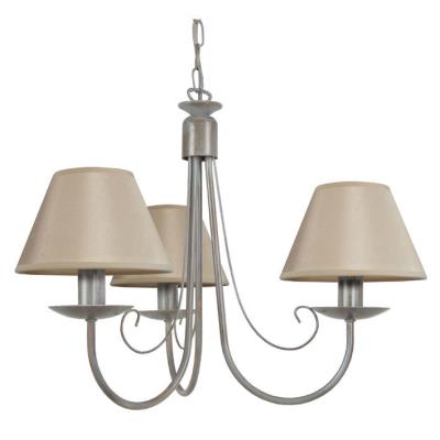 Lustre en mÃ©tal avec abat jour en tissu Lilo - Taupe - 3 lumiÃ¨res