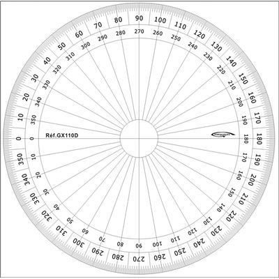 Rapporteur cercle entier degrés Ø 10 cm - graphoplex
