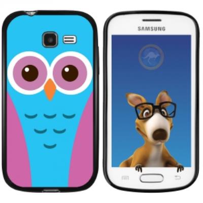 Coque Souple en gel noir pour Galaxy Trend Lite avec impression Motifs chouette rose et bleue