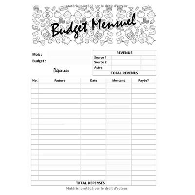 Planificateur de budget - Carnet de budget mensuel Maroc