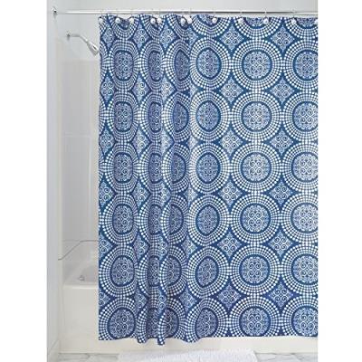 Interdesign 41320eu rideau de douche médaillon polyester blanc/bleu encre 180 x 180 cm