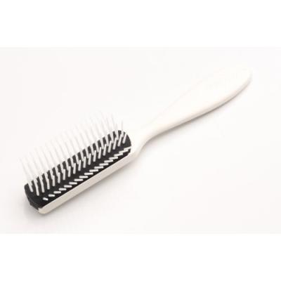 DENMAN - D143 - WHITE RANGE - BROSSE À CHEVEUX - MANCHE BLANC - COUSSINET NOIR - 5 RANGS