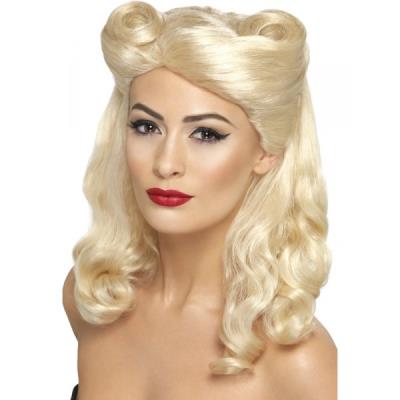 Perruque blonde pin-up des années 40