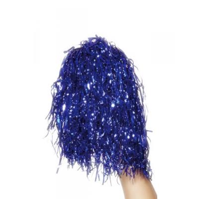 Pompons bleus métallique