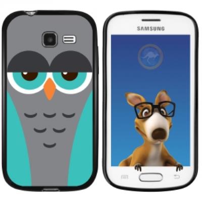 Coque Souple en gel noir pour Galaxy Trend Lite avec impression Motifs chouette endormie bleue et gr