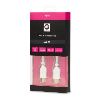 Câble HDMI mâle/mâle D2 Diffusion - 1,5m - blanc