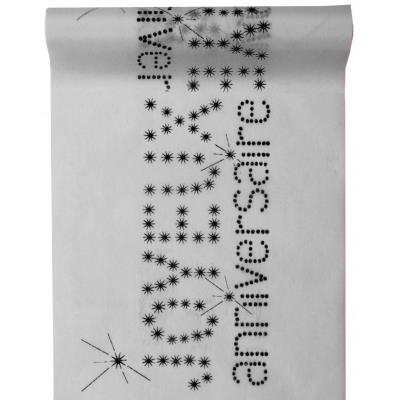 Chemin de table Joyeux anniversaire Gris