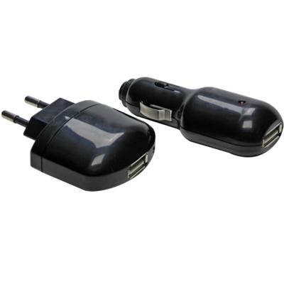 Chargeur USB Secteur et Voiture - Cable USB/Mini USB inclus - Pour lecteurs MP3/MP4,IPOD,GPS