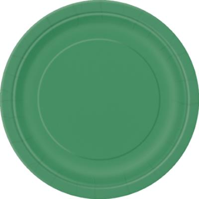8 Petites assiettes vert emeraude rondes en carton 18 cm Taille Unique