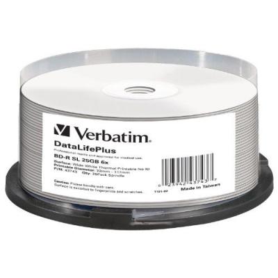 Verbatim 43743 Blu ray BD-R simple couche DL Surface imprimable totale pour imprimante thermique 6x 25 Go Pack de 25