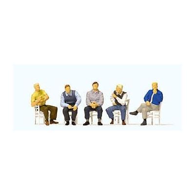 PREISER 1/87 ÈME - PR10579 - MODÉLISME FERROVIAIRE - HOMMES ASSIS - CHAISES INCLUSES