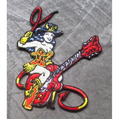 patch cowgirl sexy pin up ecusson rock roll country guitare