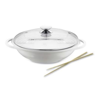 BERNDES 032139 VARIO CLICK INDUCTION WOK EN FONTE D'ALUMINIUM AVEC COUVERCLE EN VERRE ET ACCESSOIRES 32 CM, 5,5 L