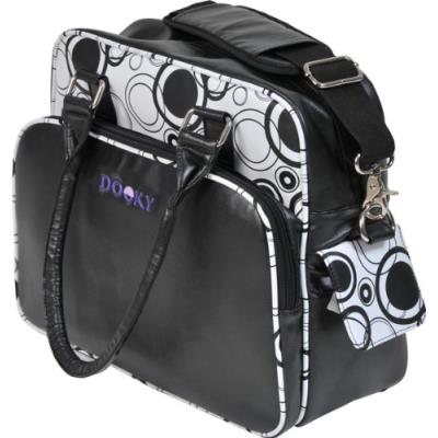 Dooky sac à langer - ronds noir/noir - simili cuir