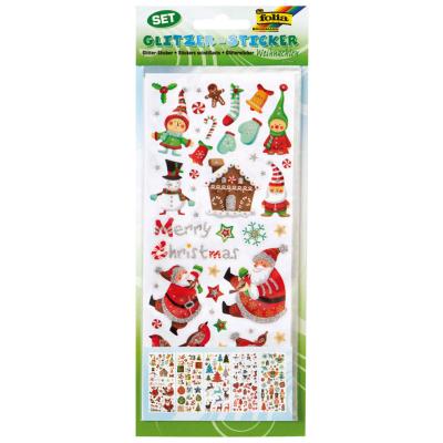Pochette de 5 planches de stickers scintillants assortis Noel
