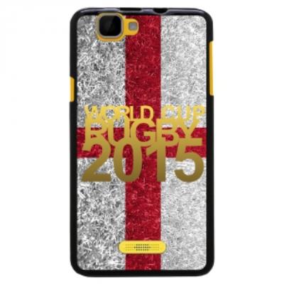 Coque Souple en gel pour Wiko Rainbow avec impression logo rugby doré et drapeau de l'Angleterre