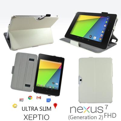 Housse Cuir Style luxe Ultra Slim nouvelle Google Nexus 7 2 FHD 16Gb et 32 Gb 2013 (Nexus 7 Generation 2) blanche avec Multi Stand et fonctions Smart Cover - Etui XEPTIO authentique blanc New ASUS Google Nexus 7 2 II Tablet - ! Accessoires XEPTIO