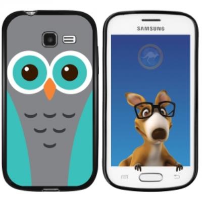 Coque Souple en gel noir pour Galaxy Trend Lite avec impression Motifs chouette bleue et grise