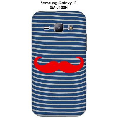 Coque Samsung Galaxy J1 - SM-J100H Marinière Moustache - 5 Rouge Intense