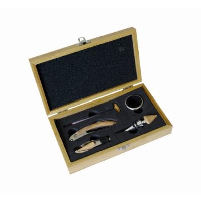 Pradel excellence rt802h tire bouchon coffret sommelier bambou pour 1 bouteille avec 4 accessoires