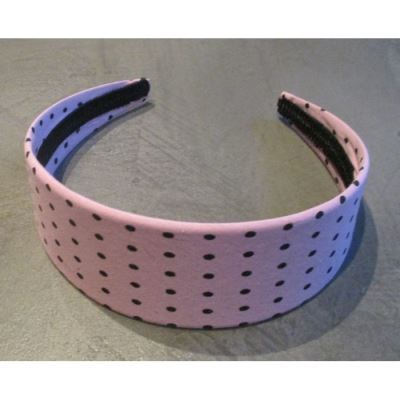 serre tete rose pale à pois noir femme cheveux pin up rockabilly