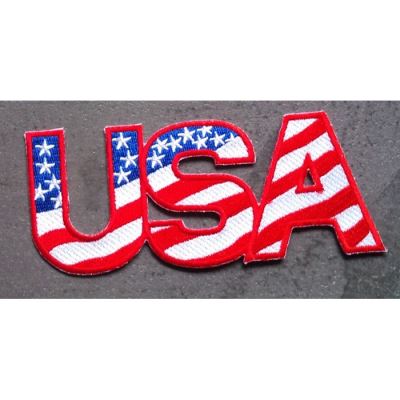 patch lettre USA en drapeau americain ecusson biker rock