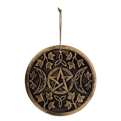 Décoratif Pentagram Triple Moon Plaque Murale En Terre Cuite