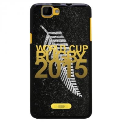 Coque Souple en gel pour Wiko Rainbow avec impression logo rugby doré et drapeau des All Blacks