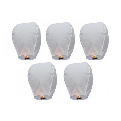5 Lanternes volantes porte-bonheur blanches