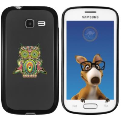 Coque Souple en gel noir pour Galaxy Trend Lite avec impression Motifs chouette psychédélique