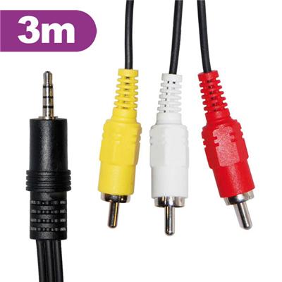 Cordon de 3m pour relier un caméscope ou un appareil photo numérique à un téléviseur