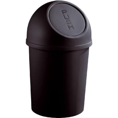 Helit Poubelle à clapet Push, 6 litres, noir