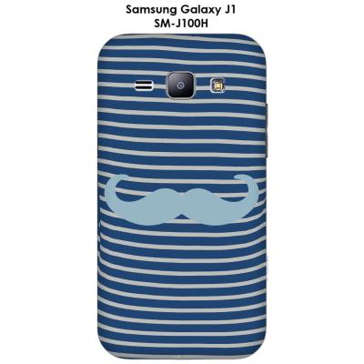 Coque Samsung Galaxy J1 - SM-J100H Marinière Moustache - 5 Aquamarine