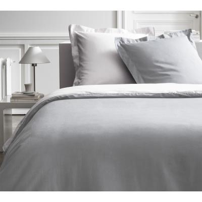Parure de couette coton peigné 78 fils 260x240 Premium Chantilly/Zinc