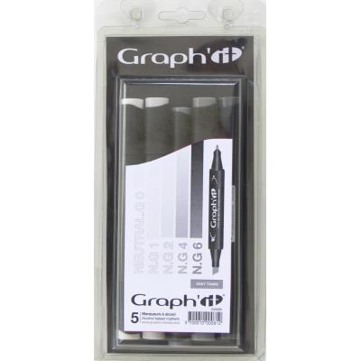 Set 5 Marqueurs à alcool Graph'it - Grey tones - Graph it