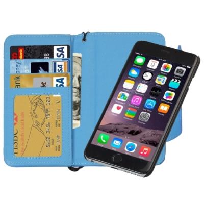 Iphone 6 Plus Coque Housse Cuir PU Noir 2 en 1 Bleu