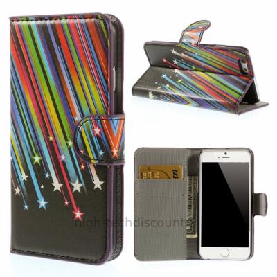 Housse etui coque pochette portefeuille PU cuir pour Apple iPhone 6 (4.7 pouces) + film ecran - ETOILES
