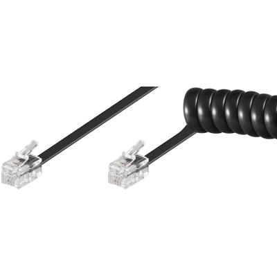 Wentronic câble téléphonique spirale 4p4c 2 fiches modulaires rj10 7 m noir goobay 68003