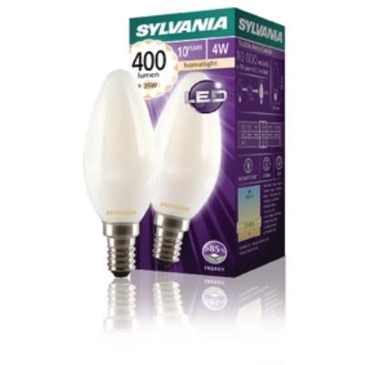 Flamme satin 400lm 827 ampoule a filament led e14 4w sylvania