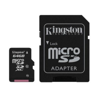 Kingston SDCX10/64GB Carte micro SDHC/SDXC Classe 10 UHS-I de 64Go vitesse minimum de 10MB/s avec adaptateur SD