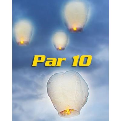 10 Lanternes volantes porte-bonheur blanches