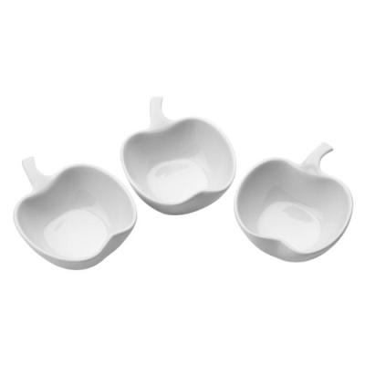 PREMIER HOUSEWARES 0722520 SET DE 3 PLATS DE SERVICE À FORME DE POMME EN PORCELAINE BLANC