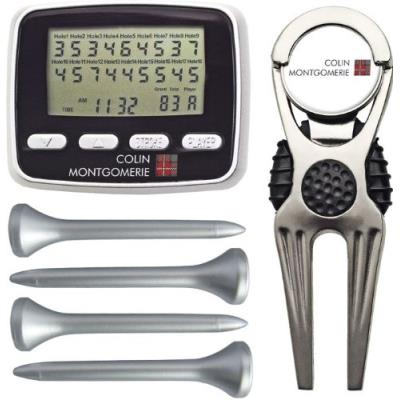Colin montgomerie ensemble cadeau marqueur électronique, fourche et tees