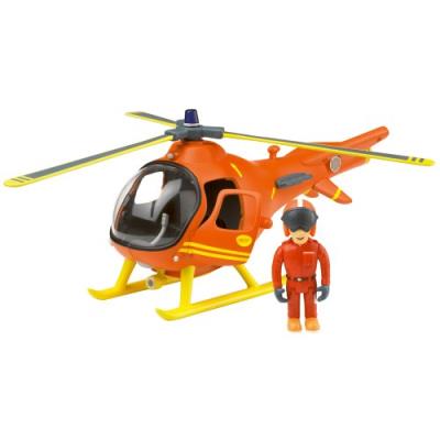 Sam le pompier- Grand Hélicoptere de sauvetage en montagne de 25 cm et figurine Tom