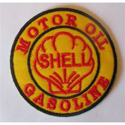 patch shell motor oil gasoline tout jaune ecusson veste blouson huile